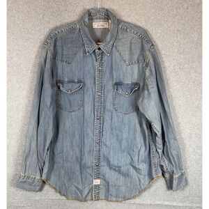 Levi Strauss Denim Shirt Mens XL Blue Western Pearl Snap Long Sleeve Cowboy